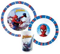 FUN HOUSE Set da tavola Spiderman per bambini, 1 bicchiere, 1 piatto + 1 ciotola | riutilizzabile + forno a microonde | licenza ufficiale Marvel | Fan Spiderman | Marchio francese | Idea regalo per