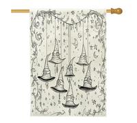 Fun Kid Happy Halloween House Bandiere 71 x 101 cm per esterni, cappello da strega cartone animato per le vacanze bandiere verticali standard per la casa, strana strega anteriore cortile cortile