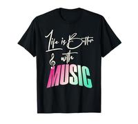 Fun Life is Better with Music Lover Musicicians Note Musicali Maglietta