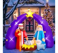FUN LITTLE TOYS 2024 - Presepe natalizio gonfiabile con luci a LED per decorazione esterna da cortile