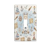 Fun Nautical Alpaca Navy Decorativo Interruttore Della Luce Copertura Della Parete Piastra 1 Gang Singolo Toggle, Estate Nave Itinerario Animale Elettrico Placca Interruttore per Stanza, Cool Coastal