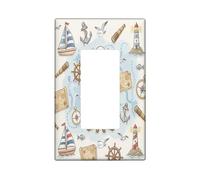 Fun Nautical Alpaca Navy Decorativo Interruttore Della Luce Copertura Della Parete Piastra 1 Gang Singolo Rocker, Estate Nave Itinerario Animale Piastra Elettrica per Stanza, Cool Coastal Switchcover