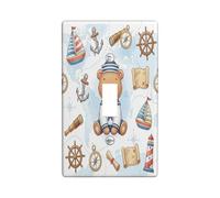 Fun Nautical Bear Navy Decorativo Interruttore Della Luce Copertura Della Parete Piastra 1 Gang Singolo Toggle, Estate Nave Itinerario Animale Piastra Elettrica per Stanza, Cool Coastal Switchcover