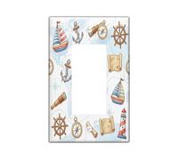 Fun Nautical Bear Navy Decorativo Interruttore Della Luce Copertura Della Parete Piastra 1 Gang Singolo Rocker, Estate Nave Itinerario Animale Piastra Elettrica per Stanza, Cool Coastal Switchcover