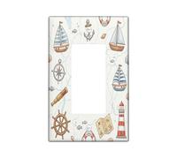 Fun Nautical Pig Navy Decorativo Interruttore Della Luce Copertura Della Parete Piastra 1 Gang Singolo Rocker, Estate Nave Itinerario Animale Piastra Elettrica per Stanza, Cool Coastal Switchcover
