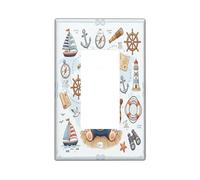 Fun Nautical Tiger Navy Decorativo Interruttore Della Luce Copertura Della Parete Piastra 1 Gang Singolo Rocker, Estate Nave Itinerario Animale Piastra Elettrica per Stanza, Cool Coastal Switchcover