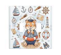 Fun Nautical Tiger Navy Decorativo Interruttore Della Luce Copertura Della Parete Piastra 2 Gang Doppio Toggle, Estate Nave Itinerario Animale Elettrico Placca Elettrica per Stanza, Cool Coastal