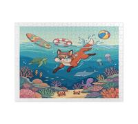 Fun Ocean Fox - Puzzle per adulti, 500 pezzi, puzzle in legno con animali costieri marini estivi, decorazione subacquea per l'intrattenimento domestico