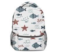 Fun Ocean Life - Zaino con stampa di balene e tartarughe, leggero, per bambini, 03, L