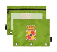 Fun Prints, astuccio a 3 anelli con bandiera della provincia di Jaen, astuccio con cerniera, astuccio per penne, astuccio trasparente, in tessuto scolastico, 24,9 x 18 cm, 2 confezioni