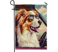 Fun Rough Collie Dog Garden Bandiere 30,5 x 45,7 cm double face per esterno decorativo, Pixel Art Chien FrontYard Canvas House Flag, Cucciolo Outdoor Piccolo Cortile Prato Bandiera