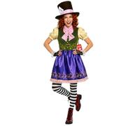 Fun Shack Costume Cappellaio Matto Donna, Costume Halloween Donna | Abito Viola, Cappello a Cilindro, Guanti & Fiocco, Perfetto per Halloween, Ideale per Travestirsi