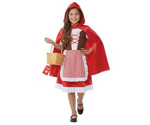 Fun Shack Costume Cappuccetto Rosso Bambina, Fiaba Halloween Bambina | Abito con Grembiule a Quadri & Mantello Rosso con Cappuccio, Perfetto per Halloween, Ideale per il Gioco di Ruolo