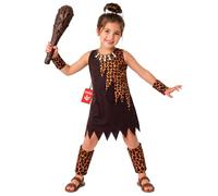 Fun Shack Costume Cavernicola Bambina, Preistorico Halloween Bambina | Vestito, Braccialetti, Cavigliere & Cerchietto, Stampa Leopardata, Perfetto per Halloween, Ideale per il Gioco di Ruolo