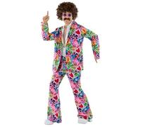 Fun Shack Costume Hippie Uomo Anni 70 - Vestito Psichedelico con Giacca e Pantaloni Zampa di Elefante - Costume Disco Hippy per Carnevale, Feste a Tema e Halloween XL