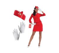 Fun Shack Costume Hostess Donna - Vestito Carnevale con Cappellino per Halloween, Compleanni e Party, Abito Hostess di Volo, XXL