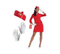Fun Shack Costume Hostess Donna - Vestito Carnevale con Cappellino per Halloween, Compleanni e Party, Abito Hostess di Volo, S