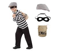 Fun Shack Costume Ladro Bambino, Costume Carnevale Ladro Bambino, Costume Carcerato Bambino, Vestito Ladro Bambino Con Maschera Ladro, Vestito Carcerato Bambino XL