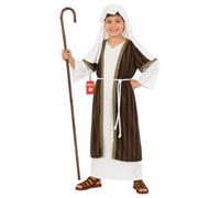 Fun Shack Costume Pastorello Bambino, Costume Presepe Halloween Bambino, L | Tunica Bianca, Giacca Marrone, Cintura & Copricapo, Look da Presepe, Perfetto per Halloween, Ideale per il Gioco di Ruolo