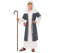 Fun Shack Costume Pastorello Bambino, Costume Presepe Halloween Bambino | Tunica Bianca, Giacca a Righe, Cintura & Copricapo, Look da Presepe, Perfetto per Halloween, Ideale per il Gioco di Ruolo