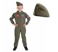Fun Shack Costume Pilota Aereo Bambino - Vestito Aviatore per Carnevale, Compleanni e Party, Tuta Pilota Bambino, L
