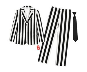 Fun Shack Costume Righe Bianco e Nero Uomo - Abito Halloween Horror per Feste, Compleanni e Party, XL