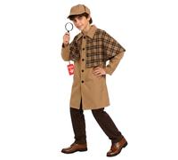 Fun Shack Costume Sherlock Holmes Bambino, Detective Halloween Bambino | Cappotto con Mantella Scozzese & Cappello Deerstalker, Perfetto per Halloween, Ideale per il Gioco di Ruolo