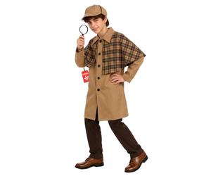 Fun Shack Costume Sherlock Holmes Bambino, Detective Halloween Bambino | Cappotto con Mantella Scozzese & Cappello Deerstalker, Perfetto per Halloween, Ideale per il Gioco di Ruolo