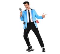 Fun Shack Costume Teddy Boy Anni 50 Uomo, Costume Halloween Uomo | Giacca Blu, Pantaloni Neri, Cravatta & Calzini Bianchi, Stile Anni 50, Perfetto per Halloween, Ideale per Travestirsi