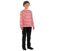 Fun Shack Maglietta A Righe Bambino Bianco E Rosso - Maglia Manica Lunga per Bambini, Abbigliamento Casual e Party, L