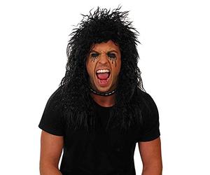 Fun Shack Parrucca Rock, Parrucca Uomo Lunga, Parrucca Uomo Capelli Lunghi, Parrucca Rockstar, Parrucca Riccia Nera, Parrucca Ricci Uomo, Parrucche Uomo Anni 70, Carnevale Rock