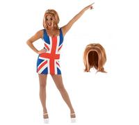 Fun Shack Vestito da donna con bandiera britannica, costume da festa a tema anni '90, taglia L