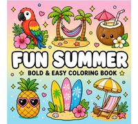 Fun Summer Bold & Easy Coloring Book for Kids, Teens and Adults: Cute Tropical Beach Designs with Surfboards, Palm Trees, Pineapples & Summer Vibes