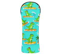 Fun Summer Surfing T-rex Dinosaur Golf Cover Set di coperture impermeabili con numero intercambiabile Targhette Progettato per adattarsi a tutti i boschi e conducenti golf copritesta