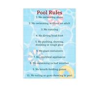 Fun Swimming Pool Rules Canvas Poster Educational Wall Art for Backyard Pool Area Home or Community(Framed,16x24inch(40x60cm))