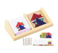 Fun Toy, Smart Game, Tangram Puzzle Set, Educational Shape Blocks, Learning Activity, Colorful Wooden Pieces for Kids Preschoolers, Stem Skill Building, Classroom Home Family