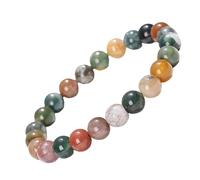Funabridge Braccialetto indiano in agata da 8 mm, con perline naturali e cristalli, fatto a mano, multicolore, 18-19 cm