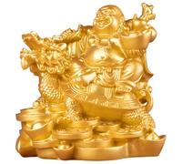 Funabridge Grande statua di Buddha ridente dell'oro con progettazione della tartaruga del drago, figurina pacifica del Buddha per la decorazione domestica, materiale della resina