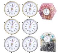Funabridge Kit di 6 orologi con numeri romani per stampi in resina epossidica, movimento al quarzo a batteria per decorazioni fai da te per orologi da tavolo, disponibile in oro e argento