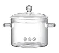 Funabridge Pentola in vetro con coperchio, design a doppia maniglia, scaldabagno elettrico, per preparare tè, latte, caffè, microonde e fuoco aperto