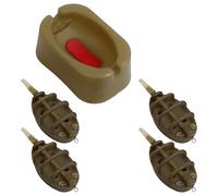 Funabridge Set da 5 pezzi per la pesca alla carpa, con piombino, supporto per esche in stile europeo, strumento per esca e strumento per pastura, accessori per stampi in plastica marrone, 7,9 cm, 8 cm