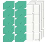 Funabridge Set di 50 fogli di carta da lettere e buste, 6,3 x 11,2 cm, colore: verde e bianco, per lettere, biglietti e inviti