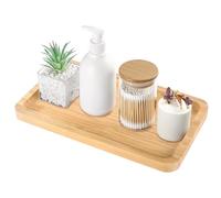 Funabridge Vassoio rettangolare dell'organizzatore del contatore del bagno di legno naturale, 11,4 x 6,3 x 0,6 in elegante vassoio di vanità