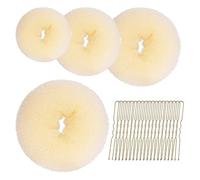 Funalix 24 Pezzi Set Completo per Chignon, 4 Ciambelle per Chignon e 20 Forcine a U, Creazione Rapida e Semplice, per per Capelli per Donne, Ragazze e Ballerini (Beige)