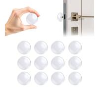 Funalix Fermaporta da parete, 12 pezzi, in silicone, rotondi, autoadesivi, riutilizzabili, per pareti, armadi, tavoli e sedie (trasparente/40 x 8 mm)