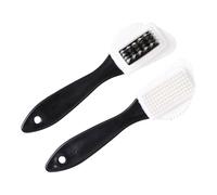 Funalix Set di 2 Spazzola in pelle scamosciata,spazzole multiuso in pelle grezza,per scarpe con setole in ottone, nylon e gomma, Pulitore per scarpe per nabuk, velluto (nero + bianco)