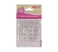 FunCakes Commestibile Jelly Diamonds Clear: Pronti all'uso per la decorazione di torte, perfetti per torte eleganti di compleanno e di nozze, cupcake e altro, Set/20