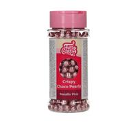 FunCakes Crispy Choco Pearls - Metallic Pink, Rosa - Decorazioni di Cioccolato Commestibili, Ottime per Decorare Torte, Cupcake, Biscotti e Pasticcini - Decorazione di Torte e Cupcake - 60 g