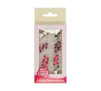 FunCakes Decorazioni di Rose con Foglioline: Pronto per l'uso per la decorazione di torte, perfetto per cupcakes, muffin e altro, certificato senza glutine, set / 16
