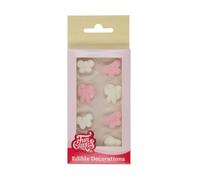 FunCakes Decorazioni di Zucchero Fiocchi Rosa e Bianchi per torte: pronto per l'uso, perfetto per spettrale o cupcakes mostruosi, muffin e altro, certificato senza glutine - Set / 8